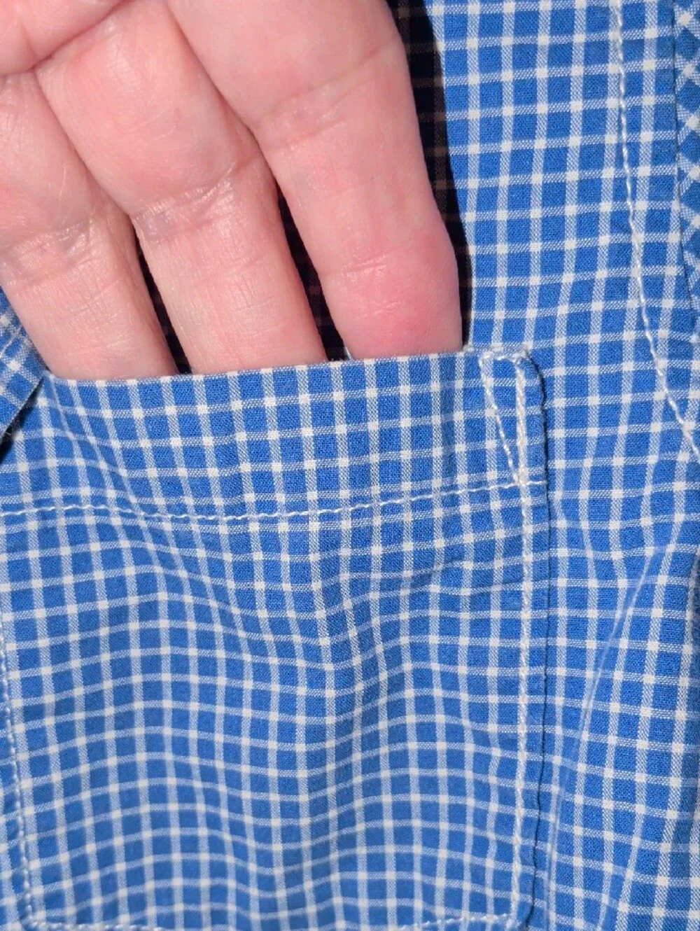 GAP Blue and White Check Button-Down Shirt for Boys